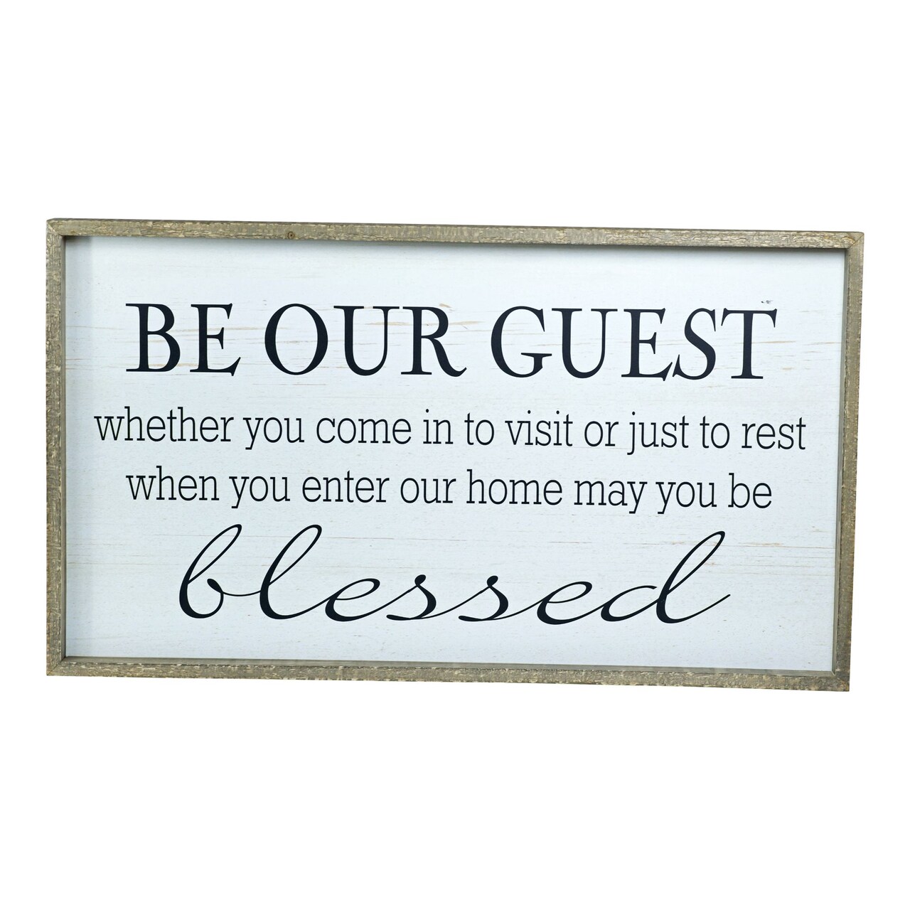 Creative Design 32" Black and Beige Rectangular "Be our Guest" Wall Sign